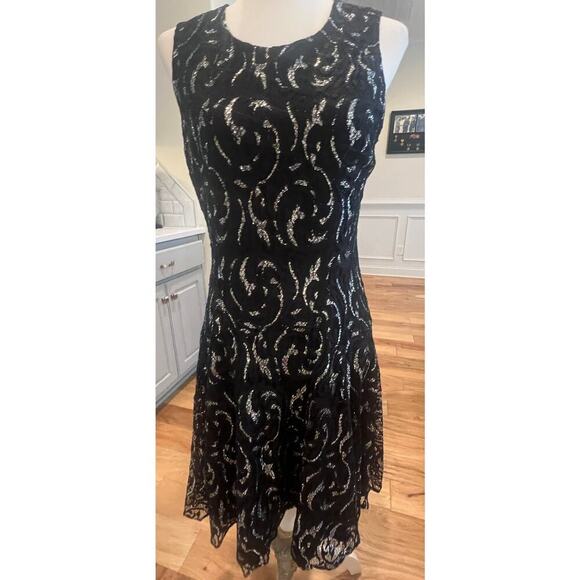 TOMMY HILLFIGER BLACK AND SILVER LACE HALTER DRESS WOMENS SIZE 8 - Picture 8 of 8